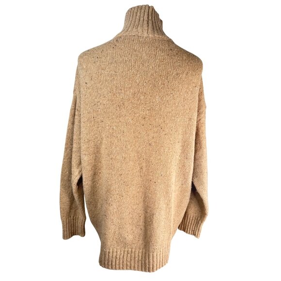 ZARA Camel Medium High-Neck Wool Blend Sweater Ribbed Cuffs & Hem - Picture 8 of 14